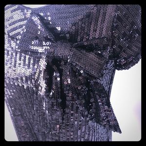 Black Sequin Dress with Bow detail